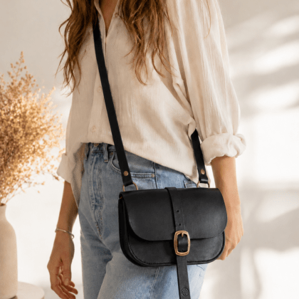 Sac cuir Alma noir L'atelier Ame