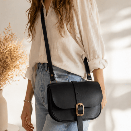 Sac cuir Alma noir L'atelier Ame