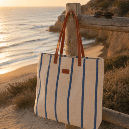 Sac Minorque rayures bleues